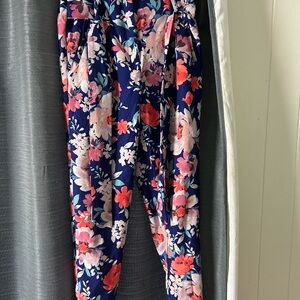 Like an Angel Floral Women's Pants - Blue and Pink
